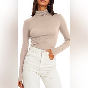 Polo by Ralph Lauren Beige/Taupe Long Sleeve Turtleneck Top